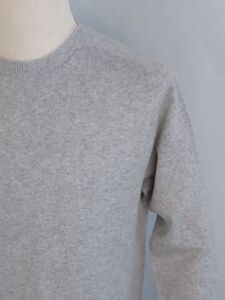 カシミヤメンズセーターエポーレット　Sサイズ（ライトグレー）