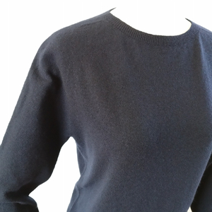 カシミヤレディースセーター立体袖プルオーバー　Mサイズ（ネイビー）