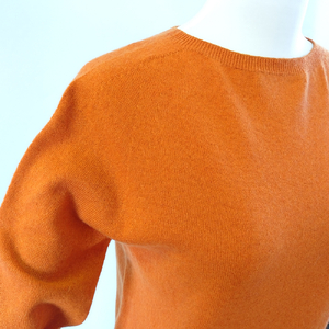 カシミヤレディースセーター立体袖プルオーバー　Sサイズ（オレンジ）