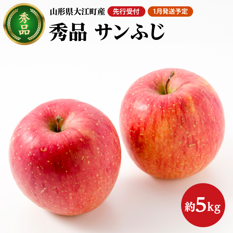 《先行受付》【2027年1月発送予定】 サンふじ約5kg・秀品【大江町産・山形りんご・大地農産】