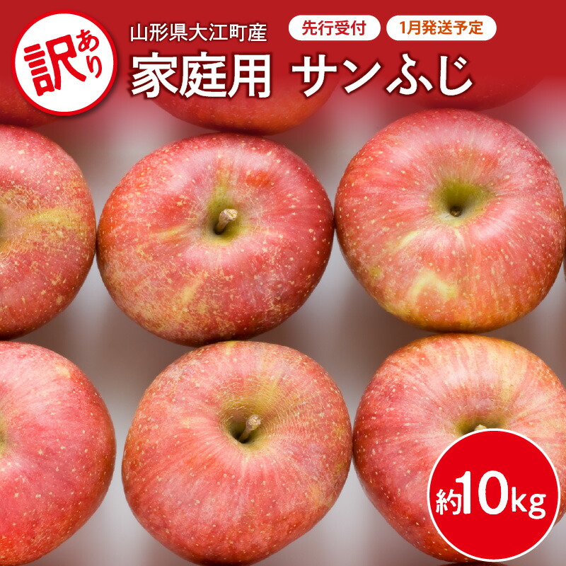 《先行受付》【2027年1月発送予定】 訳あり 家庭用サンふじ約10kg 【大江町産・山形りんご・大地農産】