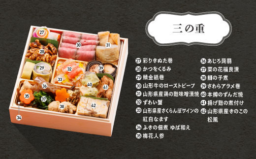 【12月31日お届け】冷蔵おせち 三段重 42品目 「蝶」 約3~4人前 【 東京 赤坂あじさい 監修 料亭 おすすめ 大人気おせち 2026 正月 お祝い おせち お節 解凍不要 和風おせち グルメ お取り寄せ 通販 送料無料 ふるさと納税 】 aa-oclax