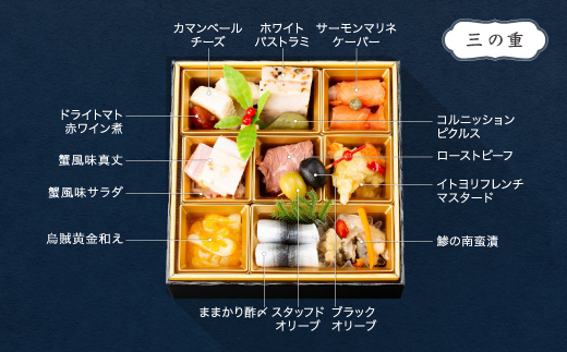 【12月30日配送】おせち 洋風 和風 冷凍 恵比寿 レストランヒロミチ監修 和洋おせち 三段重 恵比須 約2~3人前 先行予約 年内配送 ~あわびの旨煮や焼き海老、ローストビーフが入った41品目~ 和風 洋風 オードブル 支援 rh-ocebt