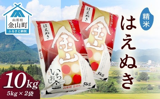 令和7年産 金山産米 はえぬき 【精米】10kg（5kg×2袋） 米 お米 白米 ご飯 ブランド米 送料無料 東北 山形 金山町  F4B-0716