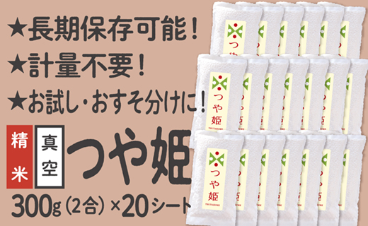 山形県産 つや姫 真空パック 2合 20シート