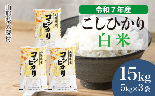 ＜令和7年産米＞ こしひかり 【白米】 15kg （5kg×3袋） 配送時期指定できます！ 申込完了後約2週間で順次配送