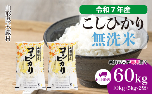 ＜令和7年産米＞ こしひかり 【無洗米】60kg定期便(10kg×6回)　配送時期指定できます！ 申込完了後約2週間で順次配送