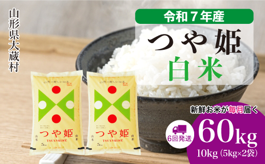 ＜令和7年産米＞ 特別栽培米 つや姫 【白米】60kg定期便(10kg×6回)　配送時期指定できます！ 申込完了後約2週間で順次配送