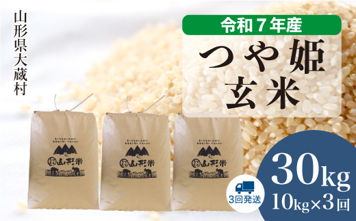 [令和7年産米] 特別栽培米 つや姫 [玄米]30kg 定期便 (10kg×3回) 配送時期指定できます!