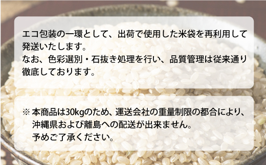 ◇数量限定品◇ ＜令和7年産＞ はえぬき 【玄米】 30kg （30kg×1袋） 沖縄県・離島配送不可　鮭川村  《配送時期指定可》 お申込み後2週間程度で順次配送開始