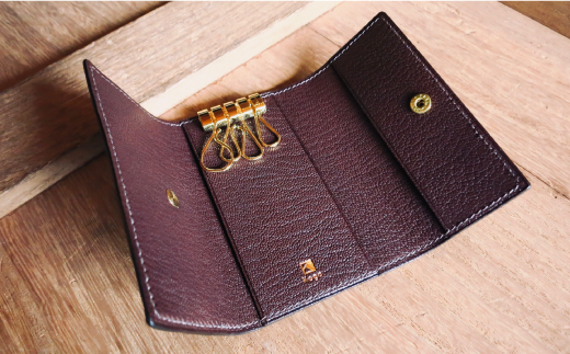 フランス・ジュリアン社製ゴート（山羊）革　キーケース　＜ダークブラウン＞