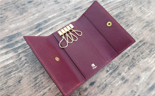 フランス・ジュリアン社製ゴート（山羊）革　キーケース　＜バーガンディ＞