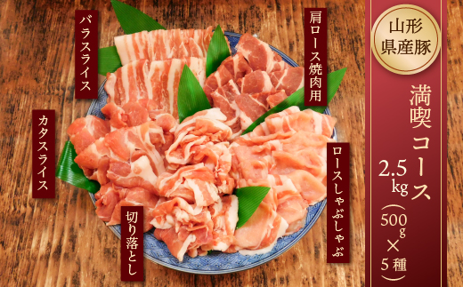 山形県産豚　満喫コース２.５kg！（500g×5種）