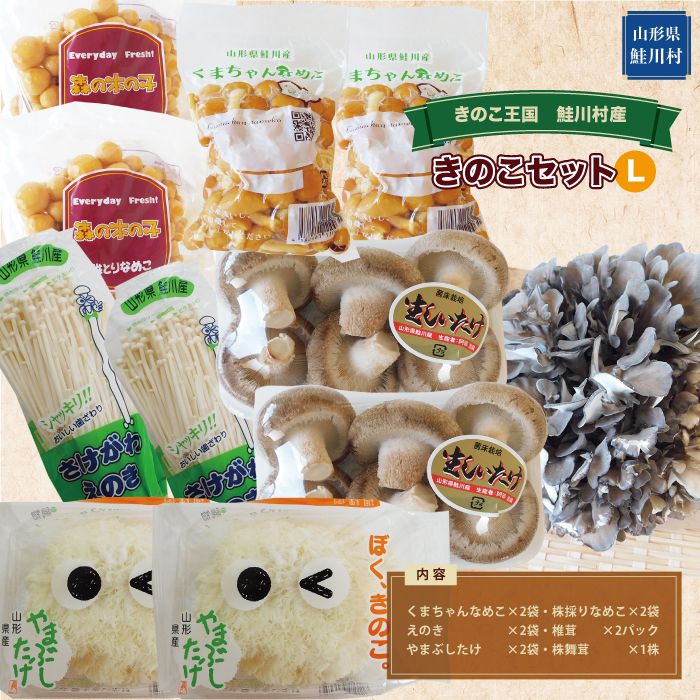 きのこ王国　鮭川村産　きのこセット（L）