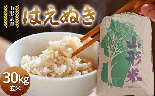 令和7年度 山形県産 はえぬき 玄米 30kg お米 米 米米 ご飯 ごはん ブランド米 銘柄米 2025年産 令和7年度産 30キロ 家庭用 自宅用 贈答用 お取り寄せ 食品 山形県 戸沢村 F7W-0268