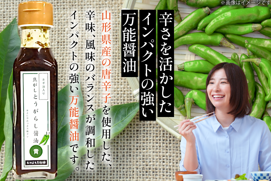 万能調味料 焦がしとうがらし醤油 青 5本 セット [たかはた果樹園 山形県 高畠町 tk06ays650017] 詰め合わせ とうがらし 唐辛子 醤油