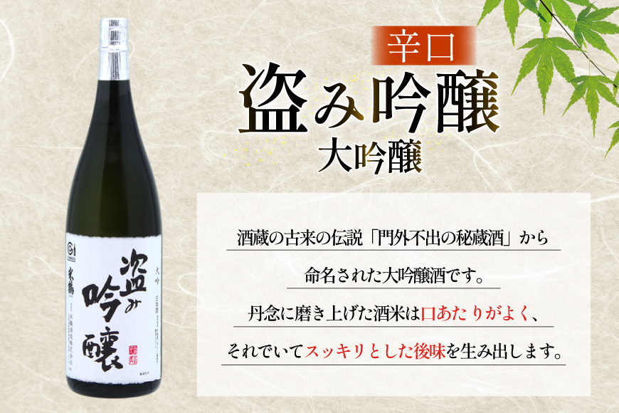 日本酒 辛口 盗み吟醸 大吟 720ml 2本 セット [米鶴酒造 山形県 高畠町 tk06ays710021] 酒 お酒 米 720 晩酌 淡麗