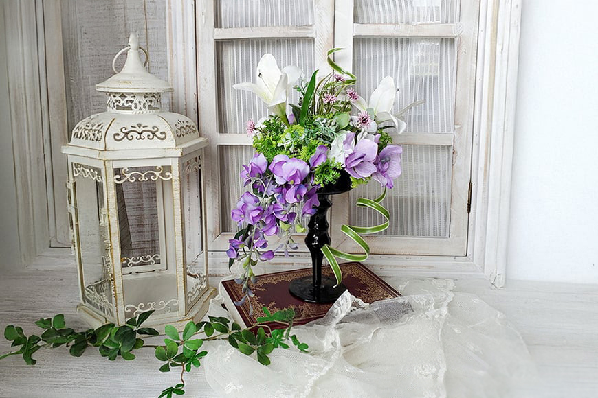 フラワーアレンジメント フューネラルフラワー 仏花 小 [La.Rose Fleur 山形県 高畠町 tk06ayt140006] 花 はな 造花 フラワー アレンジメント インテリア 飾付 ハンドメイド