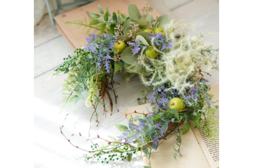 フラワーアレンジメント ボタニカルリース [La.Rose Fleur 山形県 高畠町 tk06ayt140009] 花 はな 造花 フラワー アレンジメント インテリア 飾付 ハンドメイド