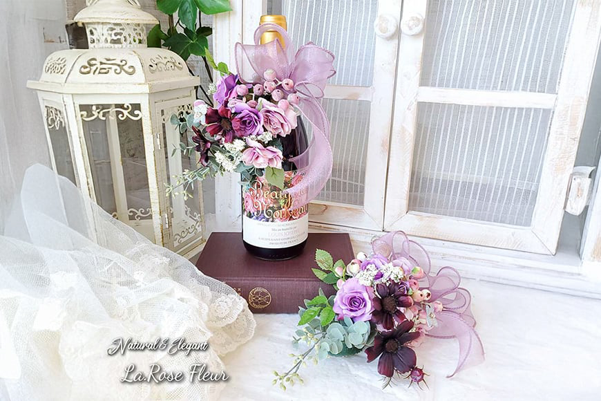 フラワーアレンジメント オリジナルデザイン ボトル チャームブーケ 1個 [La.Rose Fleur 山形県 高畠町 tk06ayt140038] チャーム ブーケ 花 はな 造花 フラワー アレンジメント インテリア 飾付 ハンドメイド