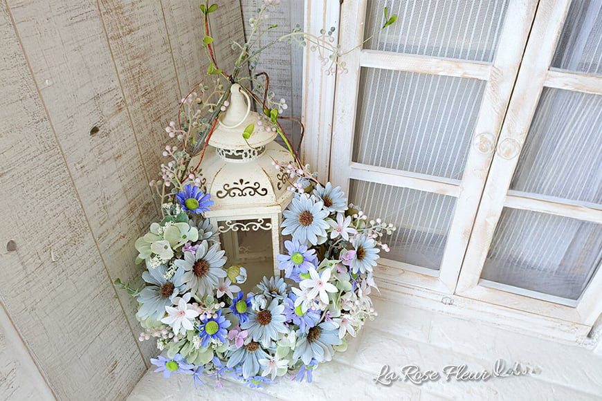 フラワーリース ドロップリース 1個 [La.Rose Fleur 山形県 高畠町 tk06ayt140039] リース 花 はな 造花 フラワー アレンジメント インテリア 飾付 ハンドメイドリース