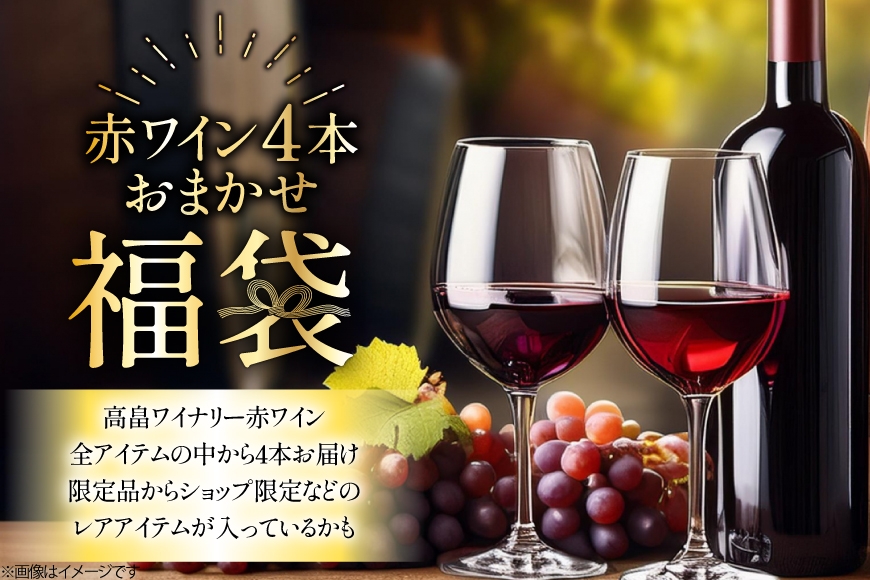 赤ワイン 詰め合わせ おまかせ福袋 高畠ワイン 720ml × 4本 [小田部商店 山形県 高畠町 tk06ayt180001] 酒 お酒 飲み比べ 酒 さけ アルコール 飲み比べ セット パーティー