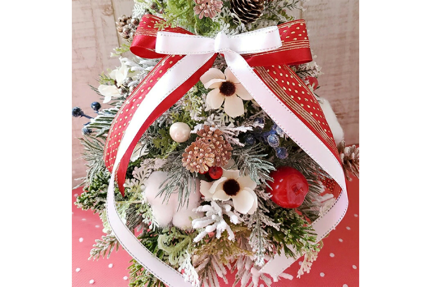 ツリー オリジナル クリスマスツリー 高さ40cm×幅25cm [La.Rose Fleur 山形県 高畠町 tk06ayt140002] クリスマス 造花 フラワー 花 インテリア ハンドメイド