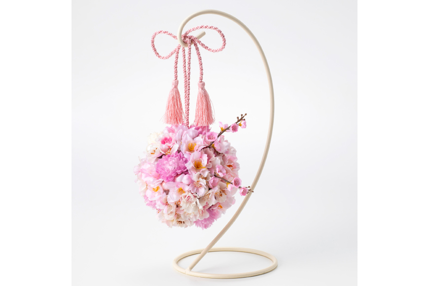 フラワーアレンジメント アーティフィシャルフラワー 桜ボールブーケ スタンド付 [La.Rose Fleur 山形県 高畠町 tk06ayt140005] 花 はな 造花 フラワー アレンジメント インテリア 飾付 ハンドメイド ブーケ 桜 スタンド