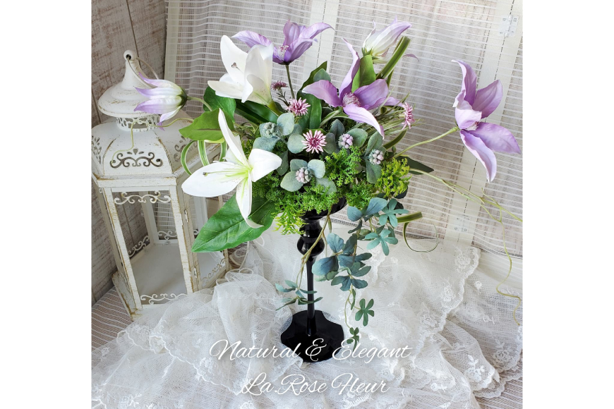 フラワーアレンジメント フューネラルフラワー 仏花 中 [La.Rose Fleur 山形県 高畠町 tk06ayt140007] 花 はな 造花 フラワー アレンジメント インテリア 飾付 ハンドメイド