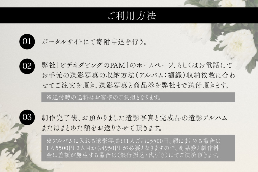 商品券 遺影写真 縮小サービス商品券 15000円分 [ビデオダビングのPAM 山形県 高畠町 tk06ayt240002] 写真 画像 整理 遺影 サービス