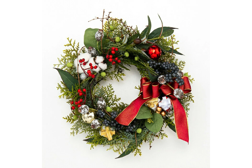 ツリー オリジナル クリスマスリース 直径約35cm [La.Rose Fleur 山形県 高畠町 tk06ayt140003] クリスマス 造花 フラワー 花 インテリア ハンドメイド