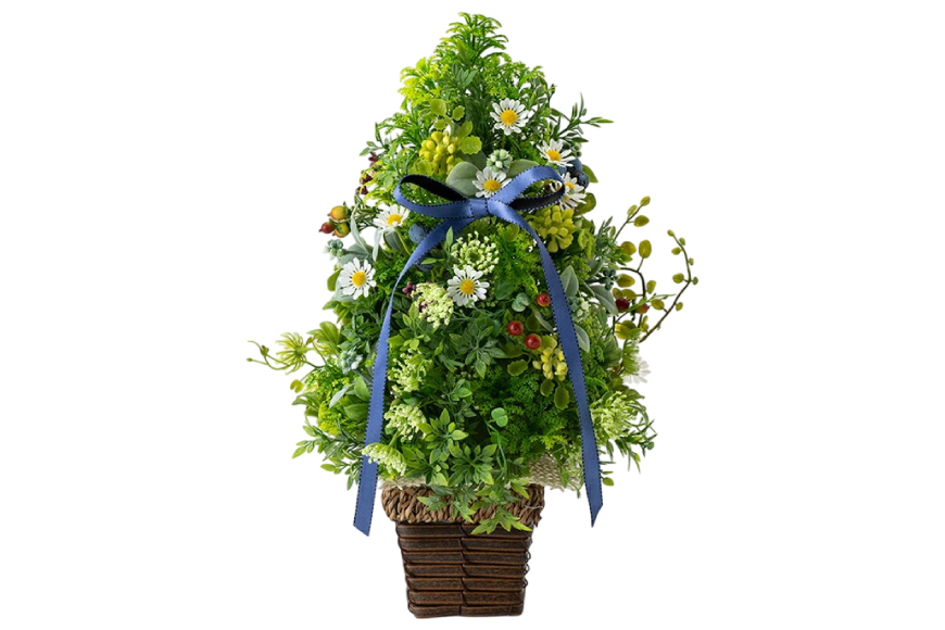 フラワーアレンジメント アーティフィシャルフラワー グリーンツリー [La.Rose Fleur 山形県 高畠町 tk06ayt140004] 花 はな 造花 フラワー アレンジメント インテリア 飾付 ハンドメイド ツリー クリスマス