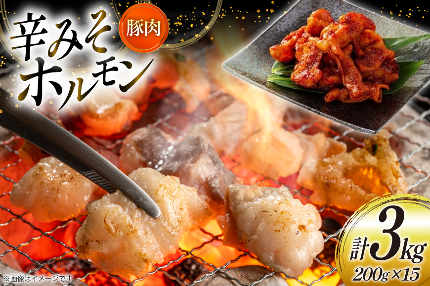 豚肉 ホルモン 辛みそホルモン 200g 15p 計3kg [りんご苑 山形県 高畠町 tk06ays660015] 焼肉 やきにく 国産 豚 味付き 辛みそ 味噌 小分け 簡単 手軽 調理 おかず 冷凍
