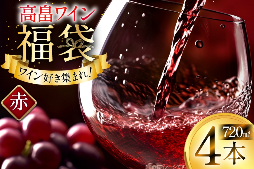赤ワイン 詰め合わせ おまかせ福袋 高畠ワイン 720ml × 4本 [高畠ワイナリー 山形県 高畠町 tk06ays730090] 酒 お酒 飲み比べ 酒 さけ アルコール 飲み比べ セット パーティー