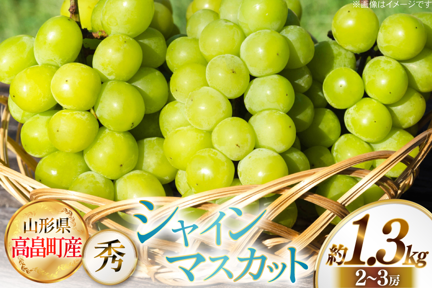 【期間限定発送】 シャインマスカット 秀 2～3房 約 1.3kg [JA山形おきたま 山形県 高畠町 tk06ays870057] フルーツ 果物 くだもの ぶどう ブドウ 葡萄 1.3キロ 甘い