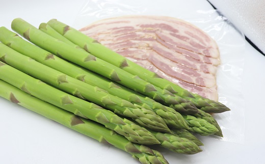 食の都庄内　庄内のグリーンアスパラ約1.2kg＆庄内豚ベーコン約500g　※令和8年3月中旬～6月上旬頃発送 [NY2-029(産直出前便)] アスパラ約1.2kg＆庄内豚ベーコン約500g
