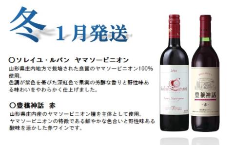 食の都庄内　【定期便】月山ワイン　春ワインスタート（2026年4月より配送） [HS1-011(庄内たがわ農協)]