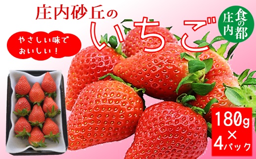 食の都庄内　庄内砂丘のいちご4パック※1月中旬頃～順次配送 180g×4パック