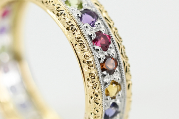 カラーストーンリング 5号～20号 Pt900k18YG ギフト プレゼントに ジュエリーケース付き 受注生産