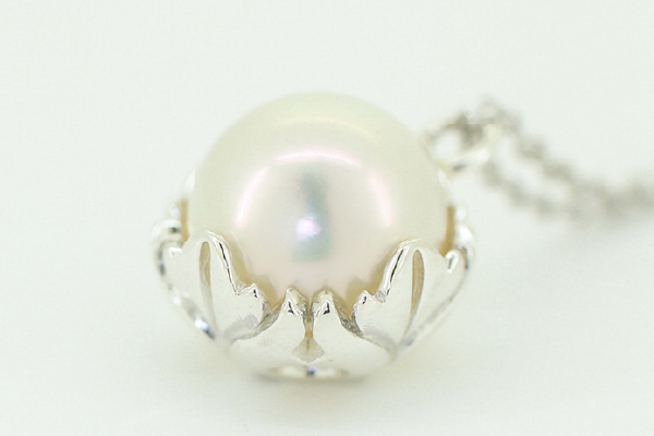 アラベスク ネックレス ペンダント シルバー あこやパール ギフト プレゼントに ジュエリーケース付き 受注生産