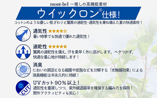 北月山荘 オリジナルTシャツ Sサイズ モンベル製 mont-bell 半袖 ユニセックス 男女兼用 夏の快適素材 高機能素材【4010-012B-S】 Sサイズ