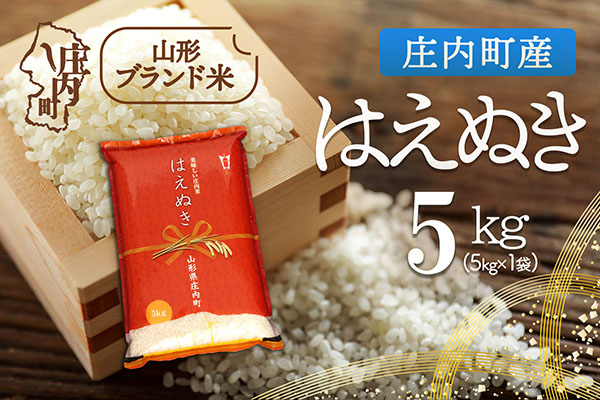 庄内町産 はえぬき 5kg 令和7年産 2025年産 ブランド米 コシヒカリの原点、亀の尾発祥の地 庄内 5kg（5kg×1袋）