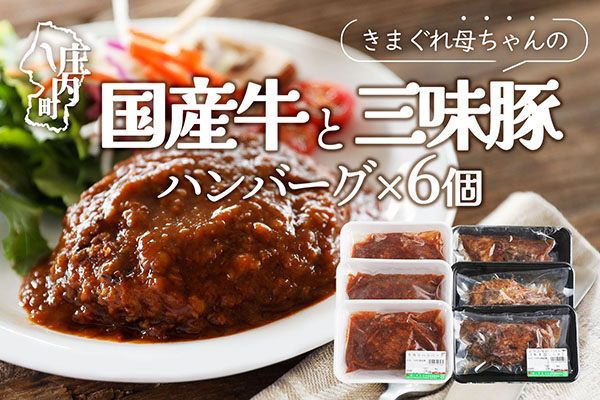 きまぐれ母ちゃんの国産牛と三味豚ハンバーグ 6個 2種類 手作り ブランド豚 国産 お惣菜 おかず お弁当 お手軽 簡単調理 温めるだけ 湯煎 冷凍 6個