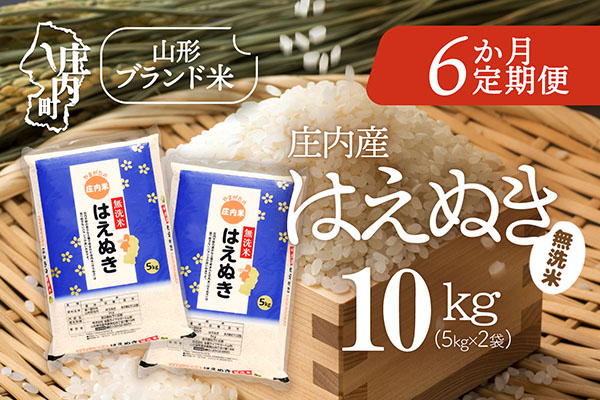 ＜12月中旬発送＞庄内米6か月定期便！はえぬき無洗米 10kg（入金期限：2025.11.25） 12月中旬発送 10kg（5kg×2袋）