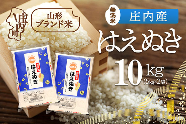 庄内産 はえぬき無洗米 10kg 5kg×2袋 令和7年産 2025年産 ブランド米 コシヒカリの原点、亀の尾発祥の地 庄内
