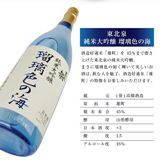 東北泉　純米大吟醸　瑠璃色の海　1800ml　1本 1800ml