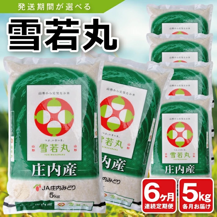 【定期便】庄内産雪若丸5kg×6ヶ月連続(3月～8月)