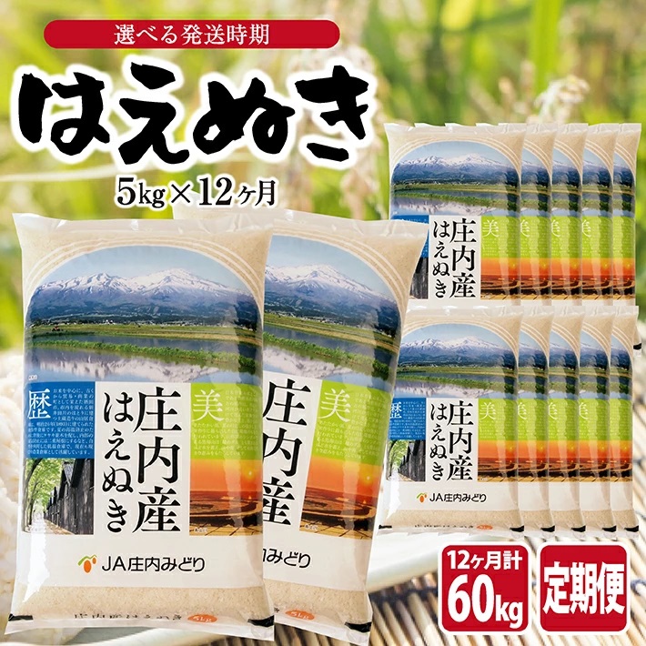 【定期便】はえぬき5kg×12ヶ月連続(2月～1月)
