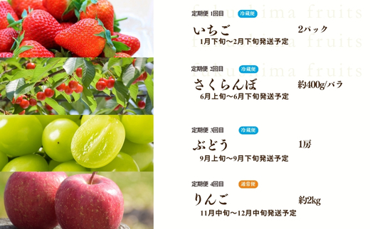 No.2272福島のフルーツ4品 定期便【2026年発送】