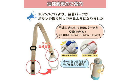 No.2910 ２ｗａｙマグ＆ぬいぐるみ用ストラップ（２種の装着パーツ付）【ベルト：フラミンゴ】